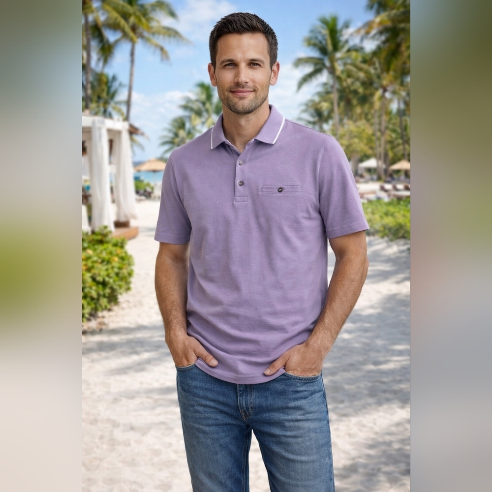 Ted Baker London Preppy Lavender/Purple  Polo Short Sleeves Size 5 (XL)